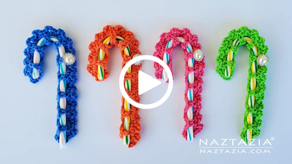 YouTube Video for Crochet Candy Cane Cozy by Donna Wolfe from Naztazia